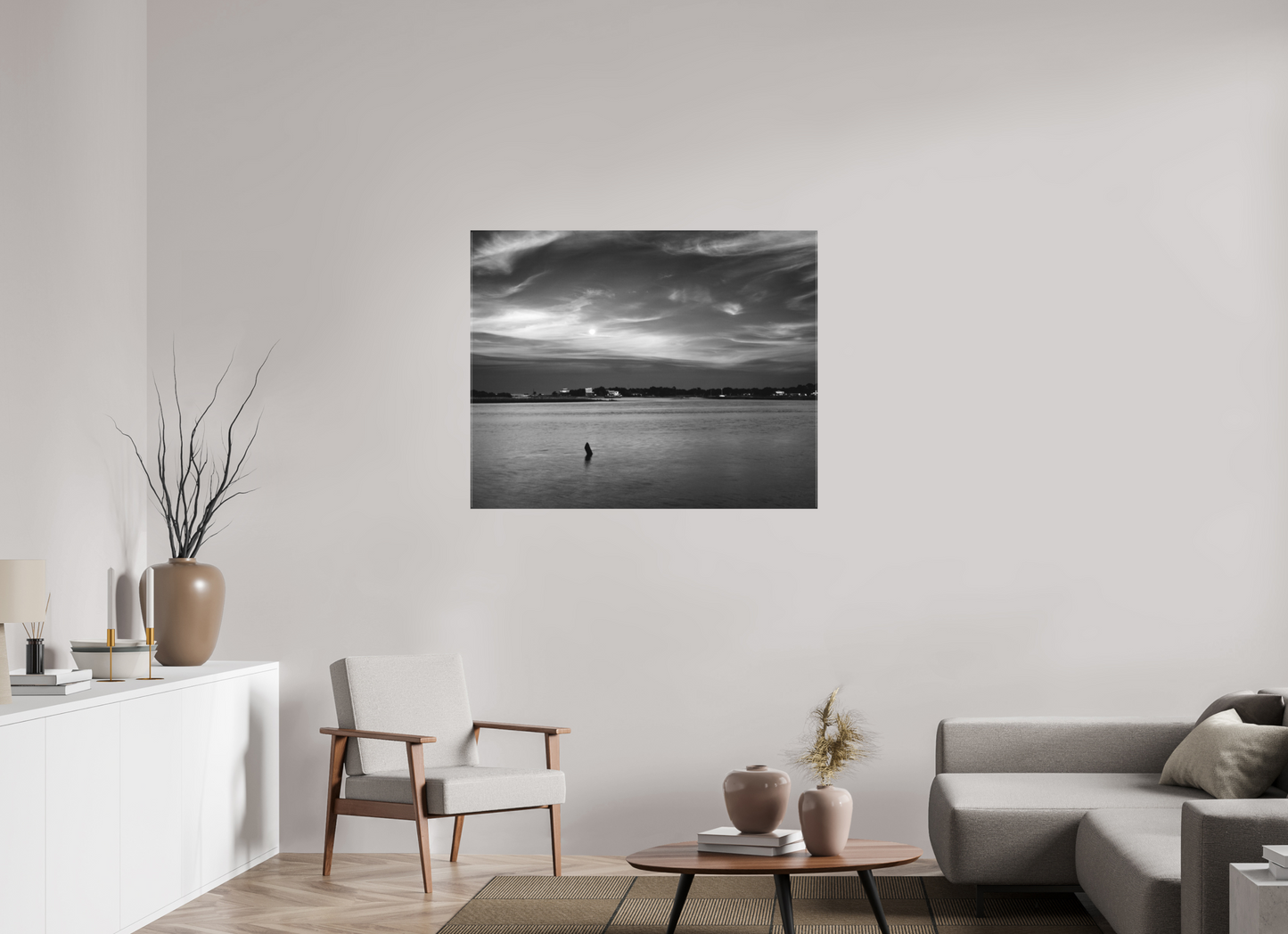Moonrise over Cedar Key (Monochrome)