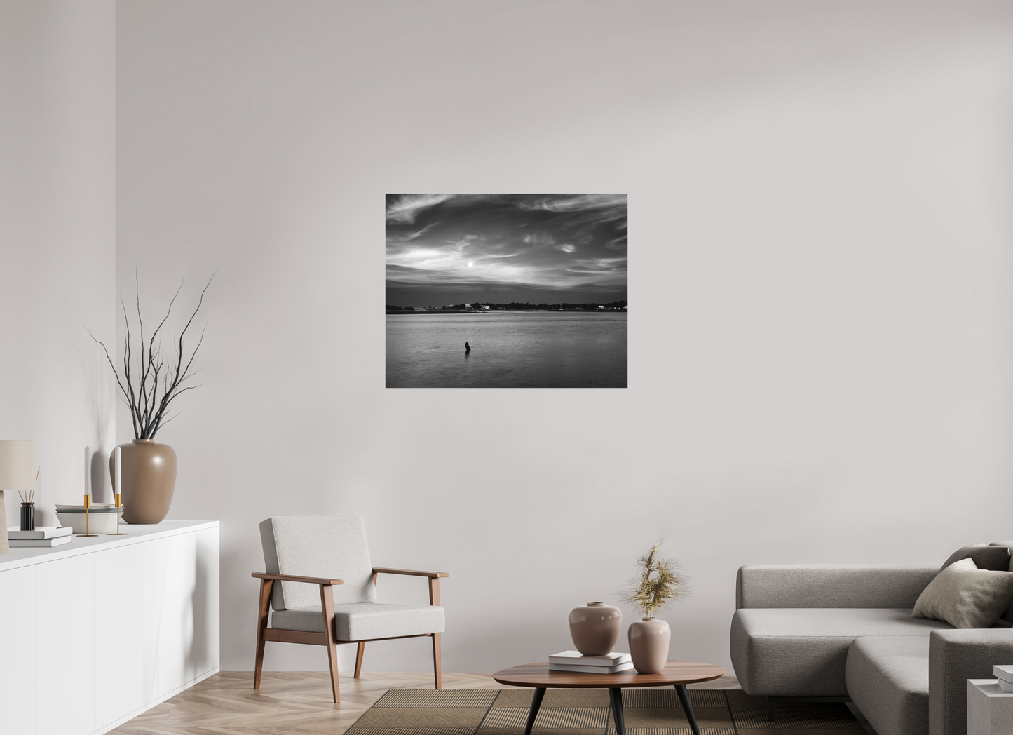 Moonrise over Cedar Key (Monochrome)